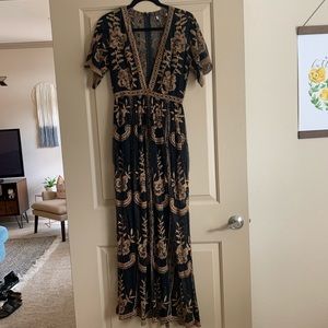 Sheer embroidered maxi dress